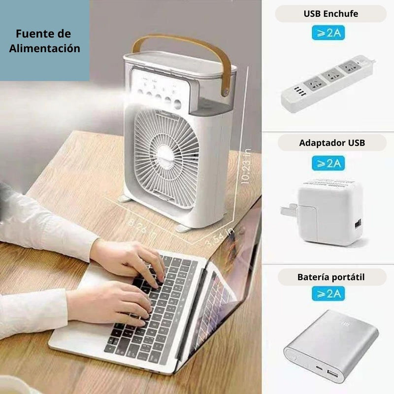 Ventilador Climatizador con Pulverizador Portátil